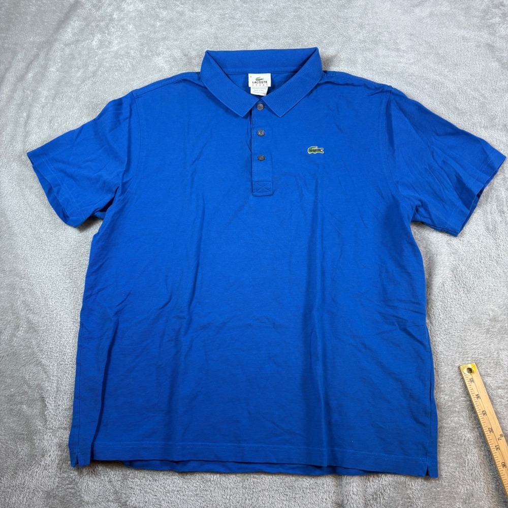 Lacoste Shirt Mens 8 XL Sport Short Sleeve Piqué Polo Blue Classic Logo Athletic